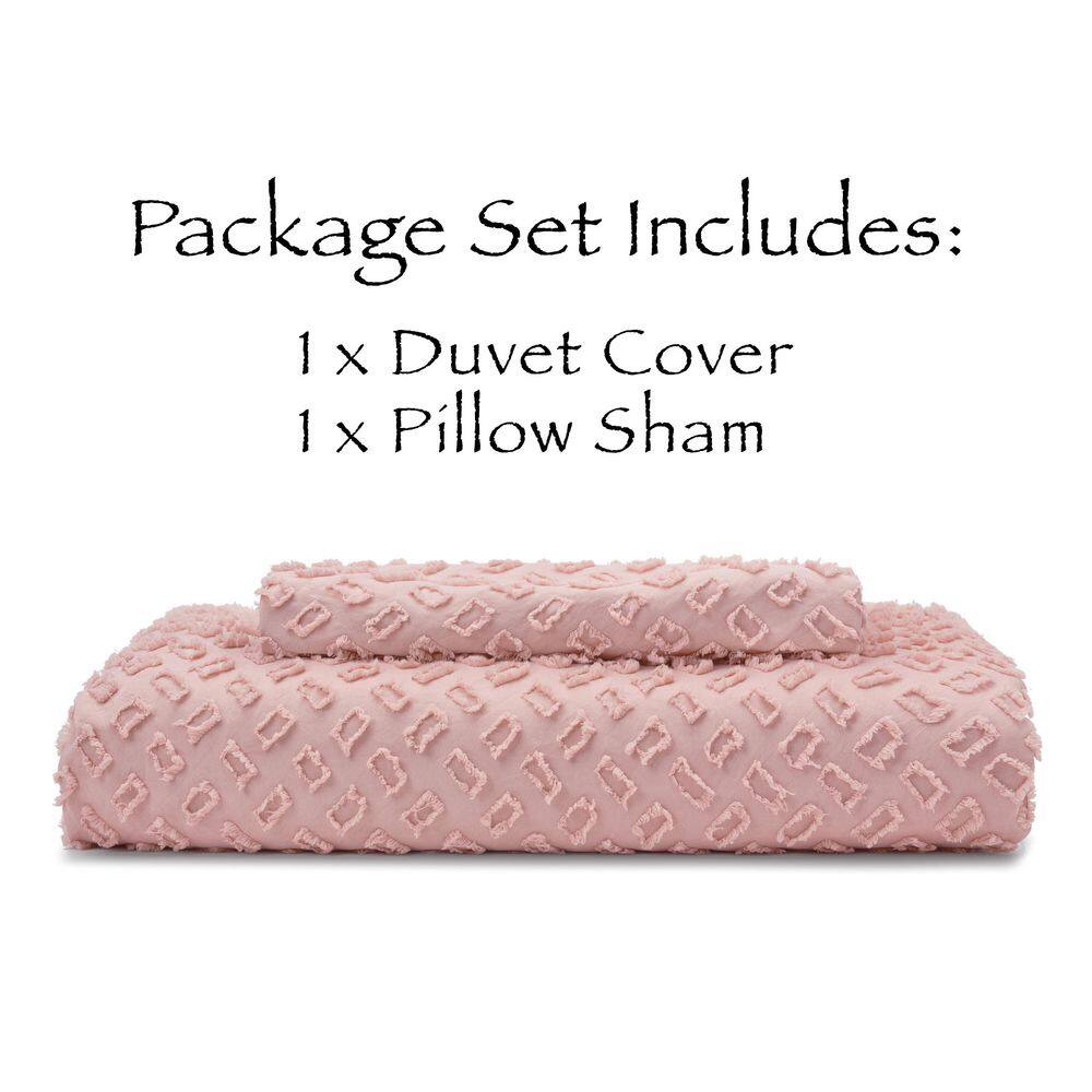 Mauve Twin Clipped Tufted Microfiber Duvet Cover Set