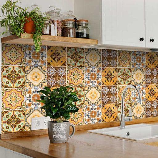 Yellow, Red and Green H71 5 in. x 5 in. Vinyl Peel and Stick Tile (24-Tiles, 4.17 sq.ft./Pack)
