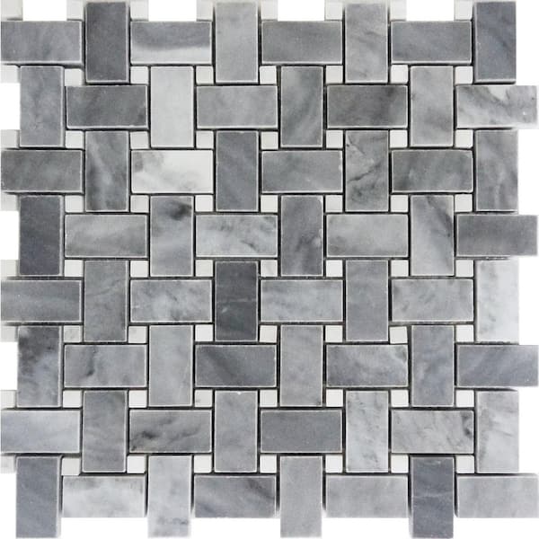 Apollo Tile (Sample) Black 4-in x 4-in Polished Marble Basketweave Patterned Floor and Wall Tile
