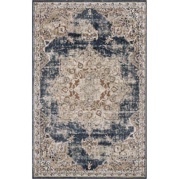 Unique Loom Chateau Roosevelt Dark Blue 4' 0 x 6' 0 Area Rug