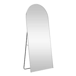 Silver 23 in. H x 65 in. W Arched Aluminum Alloy Metal Framed Floor Standing Wall Mounted Mirror