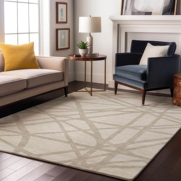 Mayfield Premium Machine Washable Abstract AMF1040 Ivory 5 ft. x 7 ft. 6 in. Area Rug