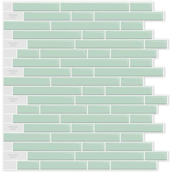 Teal 12 in. x 12 in. Vinyl Peel and Stick Backsplash 10-Pack