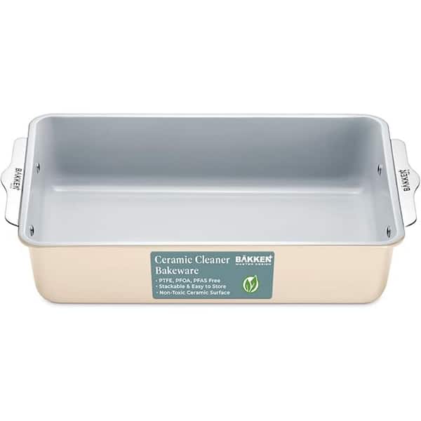 1-Piece Premium Non-Stick Ceramic 8 in. x 15.5 in. Rectangle Pan - Cream