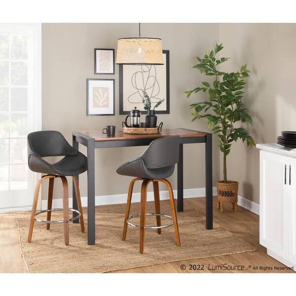 Lumisource Fabrico 38 In Grey Faux, Table 038 Bar Stools Set