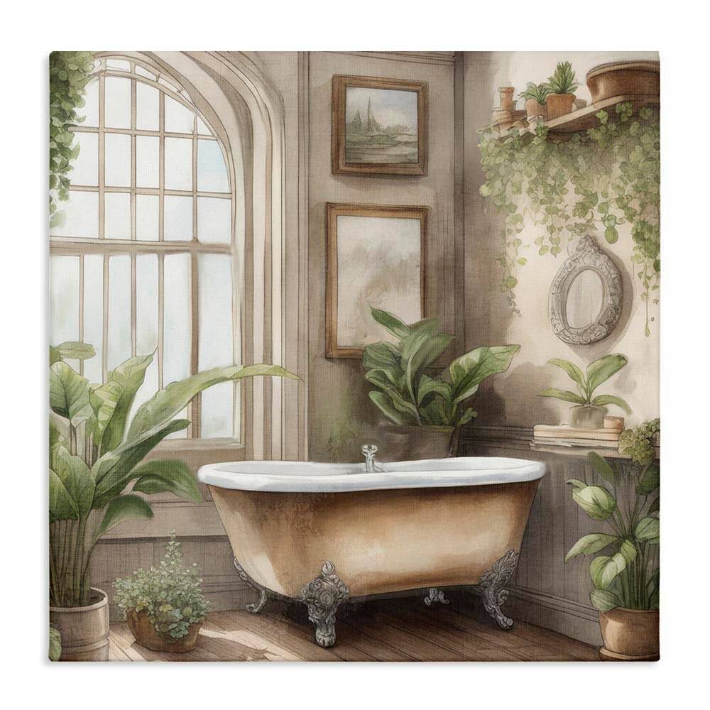 Traditional Bathroom with Plants by Kim Allen Unframed Graphic Art Print Typography 36 in. x 36 in. price history on PriceWatchPro