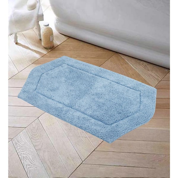 Home Weavers Inc Classy Bathmat Collection 21 in. x 34 in. Blue Cotton Bath Rug