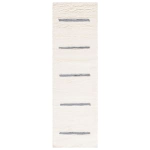 Kenya Ivory/Gray 2 ft. x 8 ft. Striped Solid Color Runner Rug