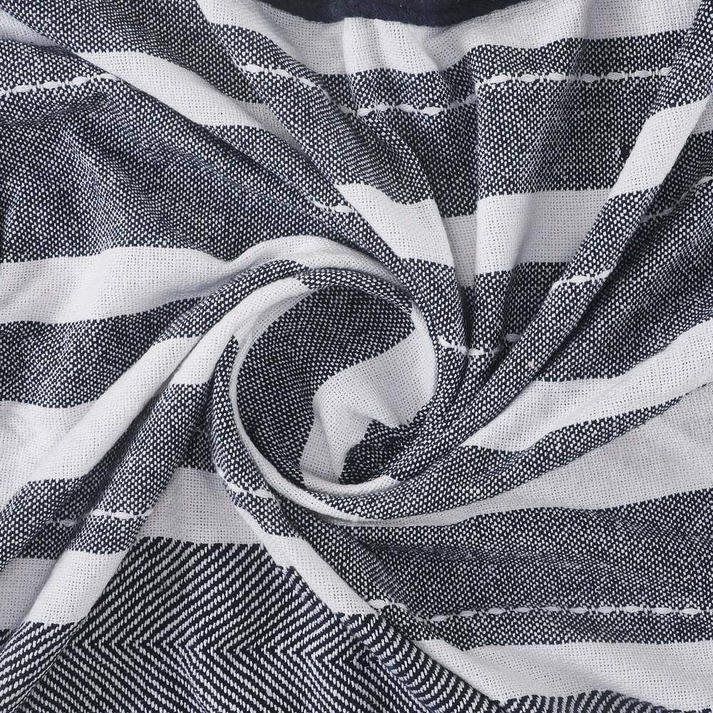 Blue & White Organic Cotton Striped Throw Blanket, 50" x 60"