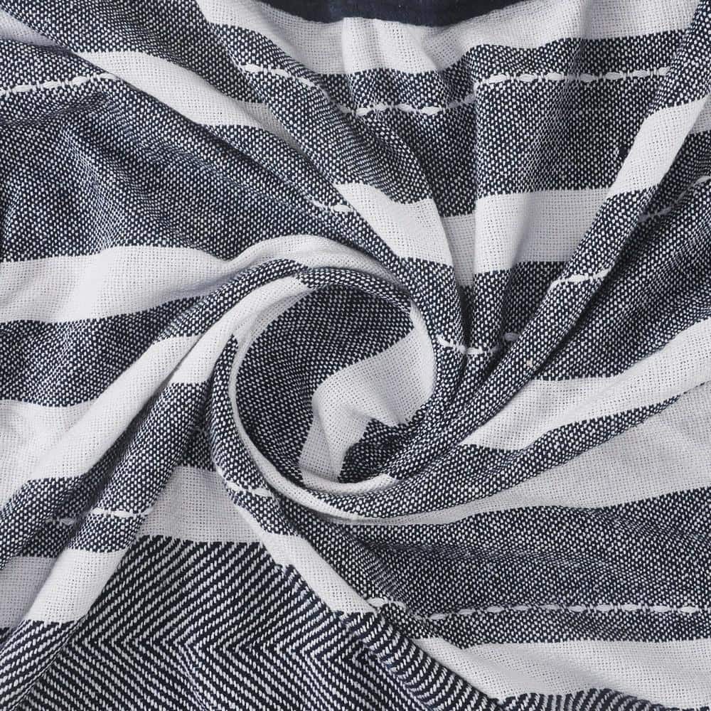 Blue & White Organic Cotton Striped Throw Blanket, 50" x 60"