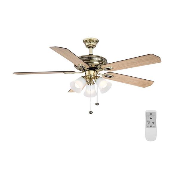 Hampton Bay Glendale 52 In Led Flemish Brass Ceiling Fan With Light Kit And Wifi Remote Control Works Google Alexa Ag524 Fb B Led Flemish Brass Ceiling Fan, Brass Ceiling Fans With Lights And Remote