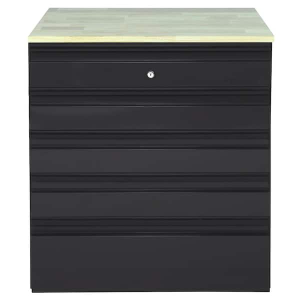 Heavy Duty 28 in. W x 32 in. H x 21.5 in. D Welded 20-Gauge Steel 5-Drawer Garage Base Freestanding Cabinet in Black