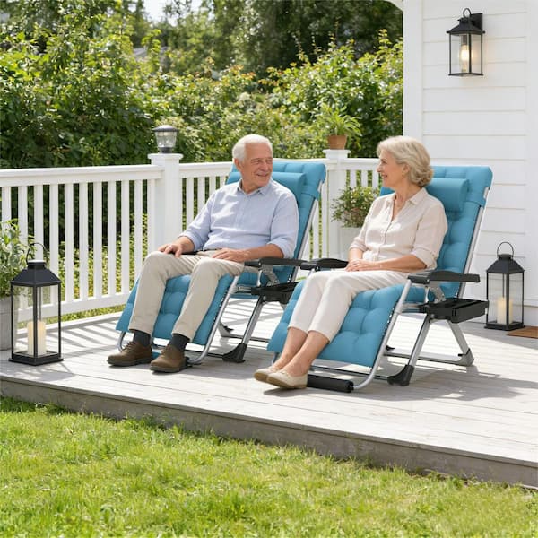 SUKLOM 2-Pieces XXL Zero Gravity Chair 500 lbs. Folding Recliner