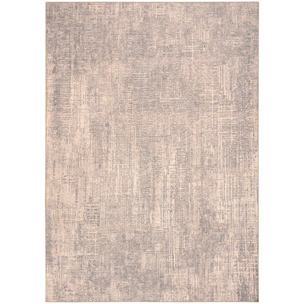 Botanical Washables Taupe 8 ft. x 10 ft. Abstract Contemporary Area Rug