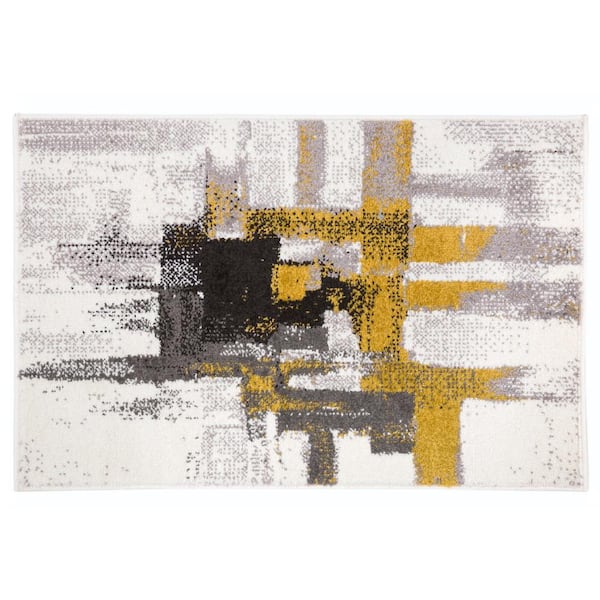 WRG Nevada Gold 2 ft. 7 in. x 4 ft. Modern Contemporary Abstract Indoor Area Rug