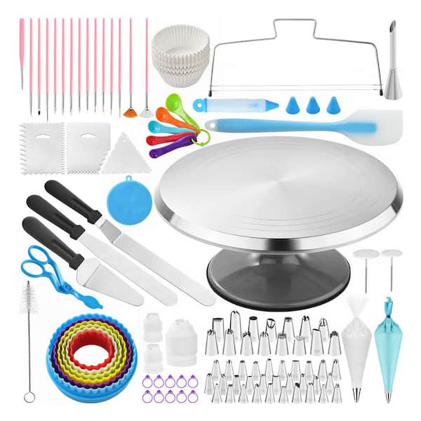 300-Piece Cake Decorating Kit w/ Stainless Steel Tips, Turntable, Piping Bags, Spatulas, Smoothers, Cookie Cutters