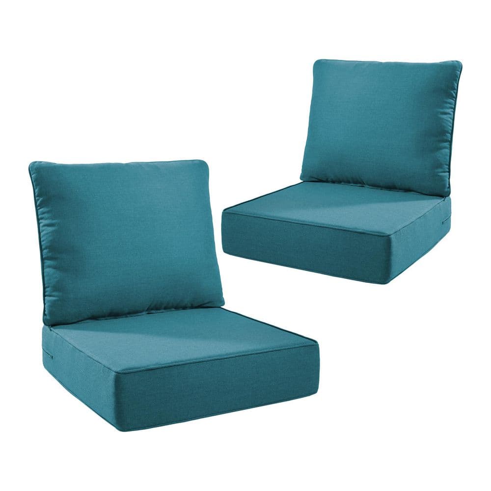 Duraolex 24 in. W x 24 in. D x 6 in. Thick Square 4-Piece Deep Seating Outdoor Lounge Chair Olefin Cushion, Peacock Blue price history on PriceWatchPro