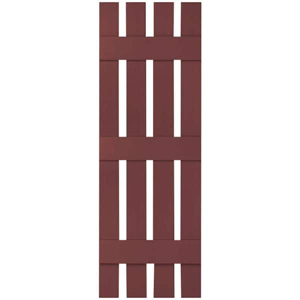 Ekena Millwork 16-1/4 in. x 55 in. Lifetime Vinyl Custom Four Board Spaced Board and Batten Shutters Pair Wineberry