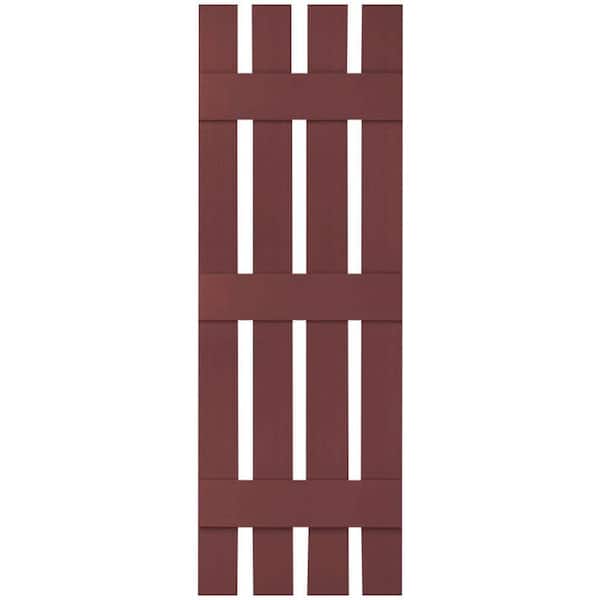 Ekena Millwork 16-1/4 in. x 84 in. Lifetime Vinyl Custom Four Board Spaced Board and Batten Shutters Pair Wineberry
