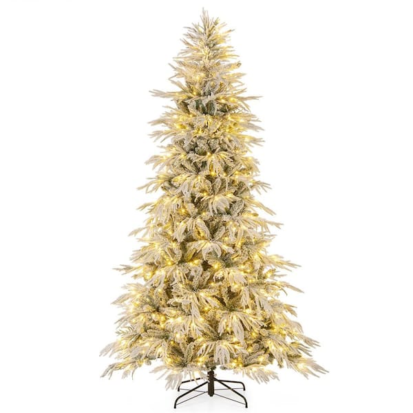 8 FT PreLit Artificial Christmas Tree with 1108 PE PVC Branch Tips & 450 LED Lights