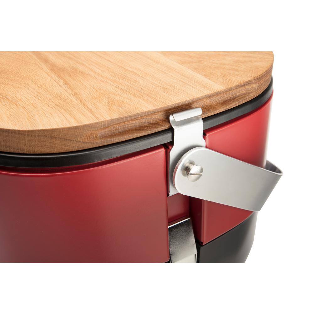 Cuisinart Red Portable Propane Gas Grill with Wooden Lid