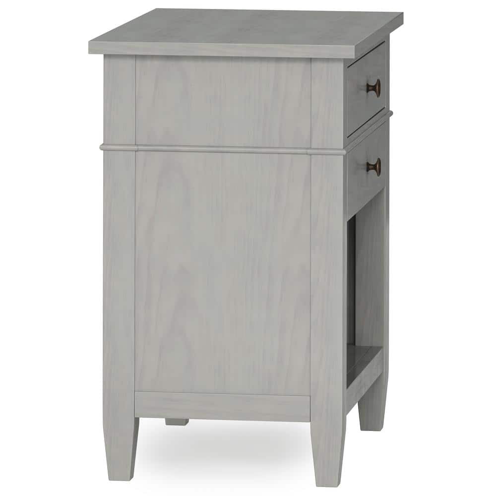 Carlton Fog Grey Solid Wood 2-Drawer Nightstand