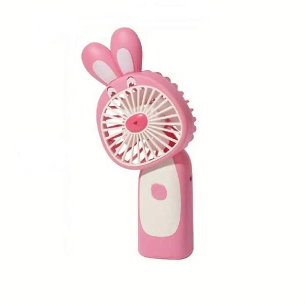 Adrinfly Cartoon Rabbit Battery Operated 3 in. 1 fan speeds Desk Fan in Pink, USB Rechargeable, Cool Wind And Low Noise