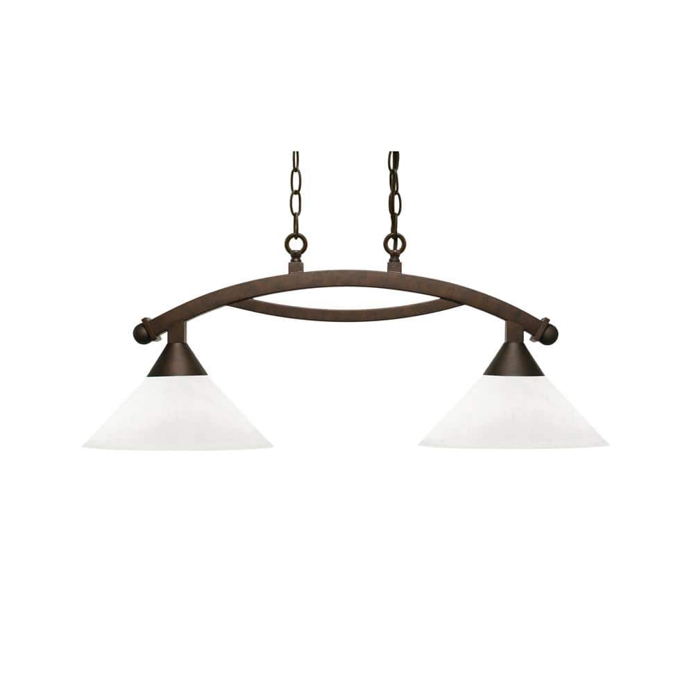 Bridgewater 2 Light Bronze Linear Chandelier, Any Room with 10 in. White Mu
