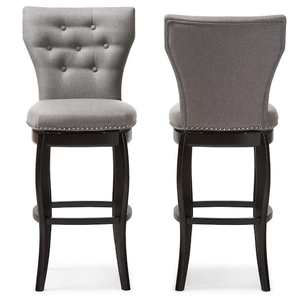 Baxton Studio Leonice Gray Fabric Upholstered 2 Piece Bar Stool