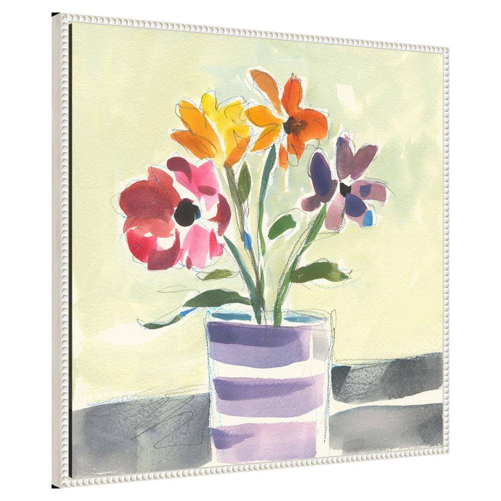 Morning Flowers Vibrant Canvas Art with White Frame