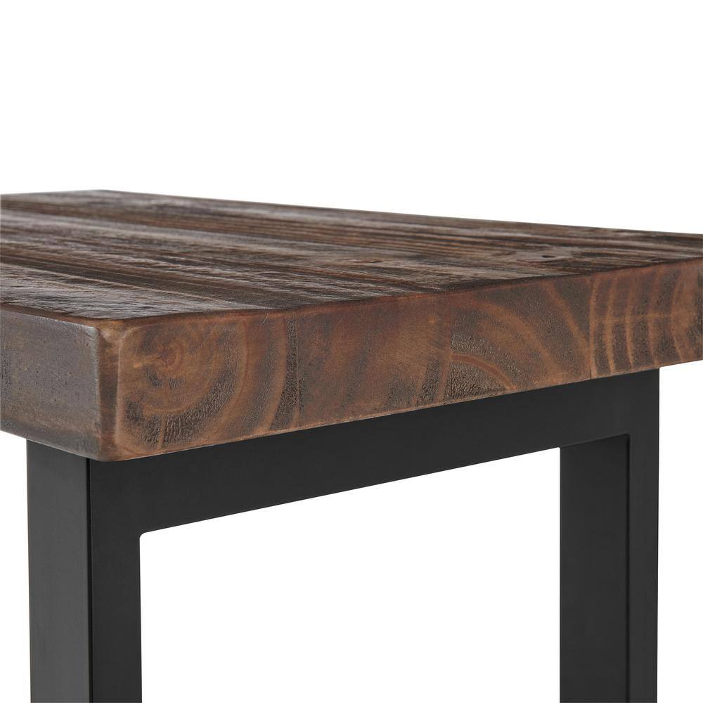 Pomona Rustic Natural Solid Pine and Metal 2-Tier End Table