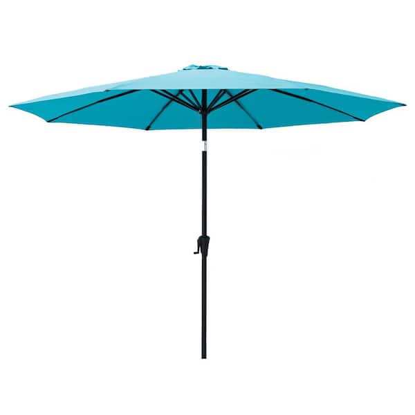 C-Hopetree 11 ft. Aluminum Market Tilt Patio Umbrella with Fiberglass Rib Tips in Aqua Blue Solution Dyed Polyester