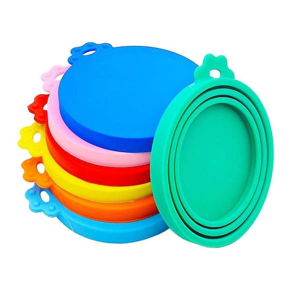 7 Pack Universal Silicone Pet Can Covers Colorful Food Grade BPA Free Lids for Cat Dog Food Cans Set