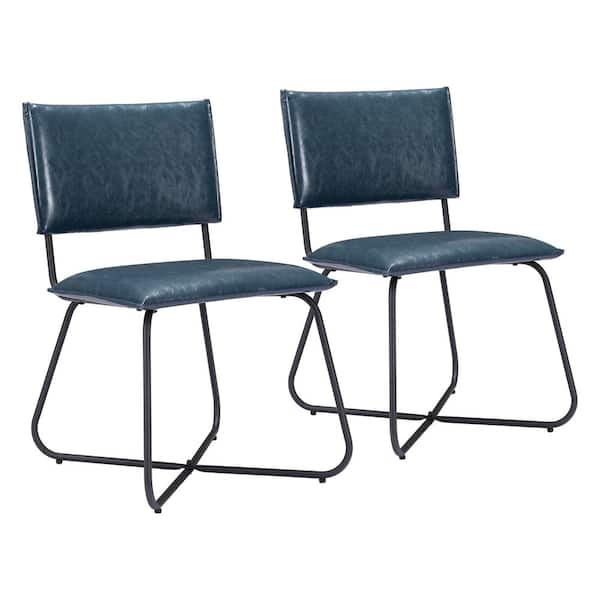 ZUO Grantham Dark Blue 100% Polyurethane Dining Chair Set - (Set of 2)