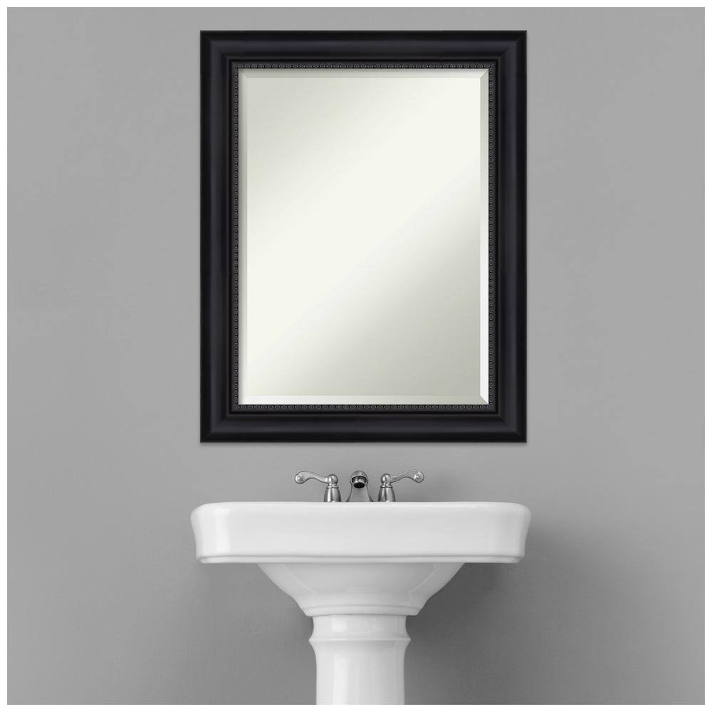 Astor Black Beveled Rectangular Bathroom Wall Mirror 23 x 29 in