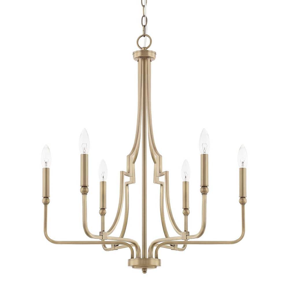 Dawson 25 in. 6-Light Aged Brass Chandelier with No Bulbs Included price history on PriceWatchPro
