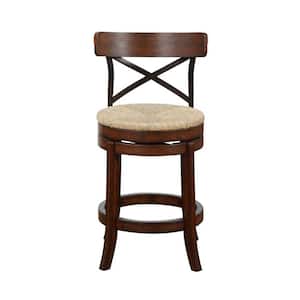 Myrtyle 24 in. Mahogany Wood Frame Counter Height Bar Stool