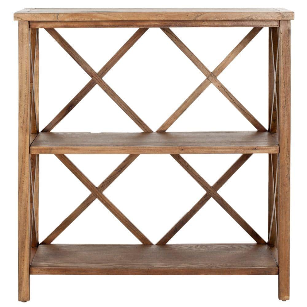 Liam 35.6 in. Brown Wood 2-shelf Bookcase