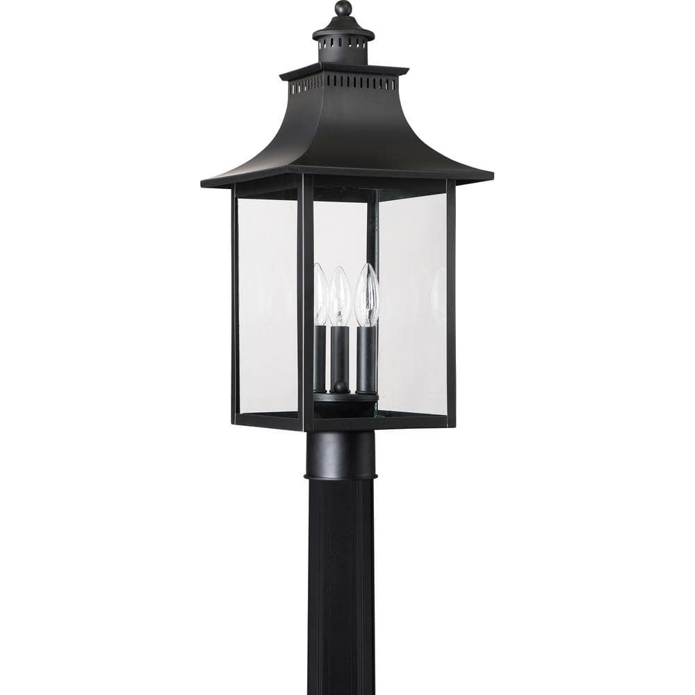 Mystic Black 22" Steel Outdoor Post Lantern