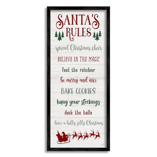 Stupell Industries Santa's Rules Holiday by Natalie Carpentieri 1-Piece Framed Graphic Print Typography Poster Art Print 30 in. x 13 in.