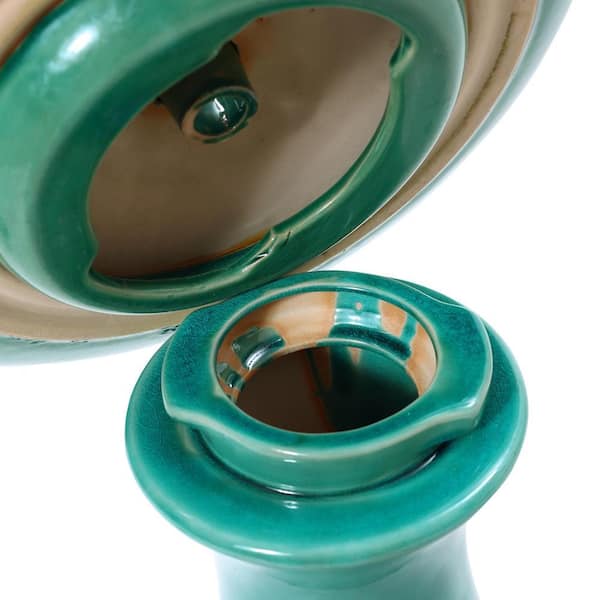 LuxenHome Aqua Glazed Ceramic 22-In Tall Birdbath Fountain WHF1901