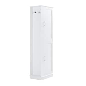 21-in W x 14-in D x 68-in H Ready to Assemble MDF Floor Bath Storage Cabinet in White with Doors Shelves & Hook