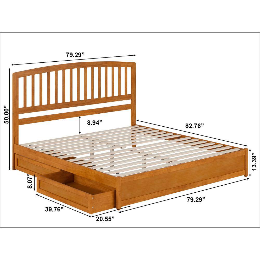 Lucia Light Toffee King Wood Platform Bed with Storage Drawers