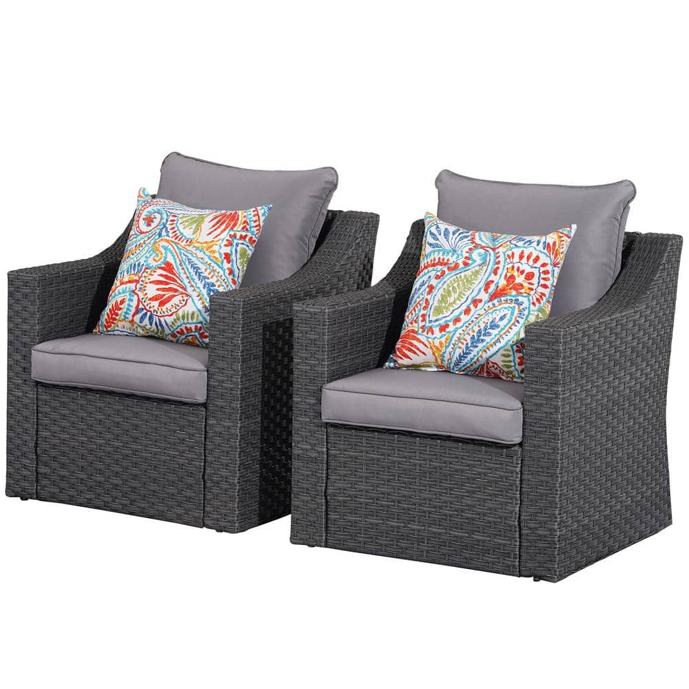 Black Wicker 2 Outdoor Recliner Chair with Gray Cushion price history on PriceWatchPro
