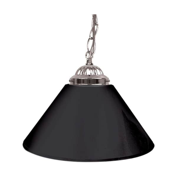 Trademark Global 14 in. Single Shade Black and Silver Hanging Lamp
