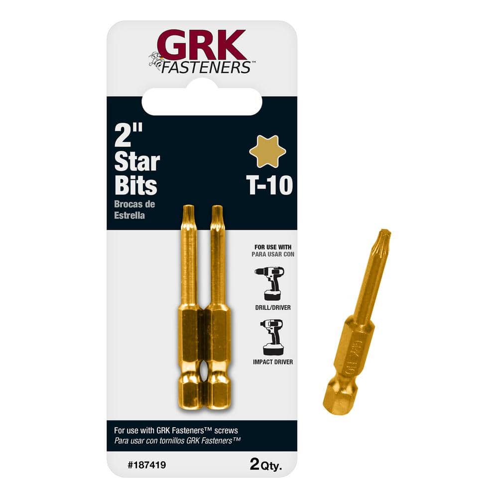 TORX NEW Choose T-10 thru T-40 2/pk GRK Fasteners 2” Star Bits