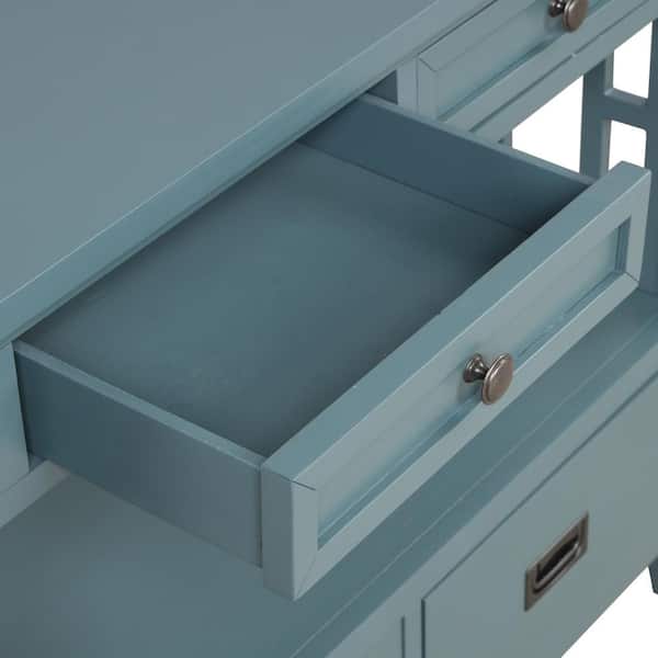 CSC DECOR INC Retro Style Blue Solid Wood 36 in. Sideboard Console