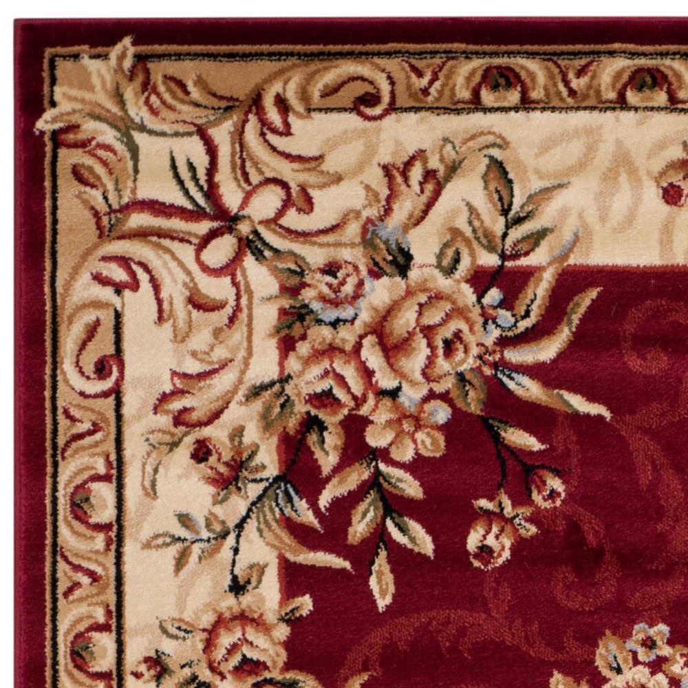 Red and Ivory Floral Synthetic 6' x 9' Area Rug