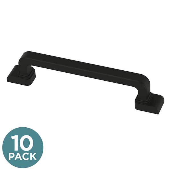10-Pack Art Deco Streamline 3-3/4 in. (96 mm) Modern Matte Black Cabinet Pulls