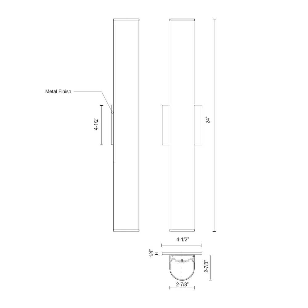 Black 24-Inch Dimmable LED Bathroom Vanity Light